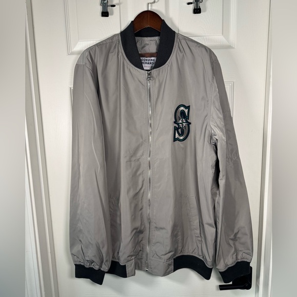MLB Mariners Bomber Jacket Grey Sports Jacket Baseball Men’s Size 2XL - Picture 1 of 11